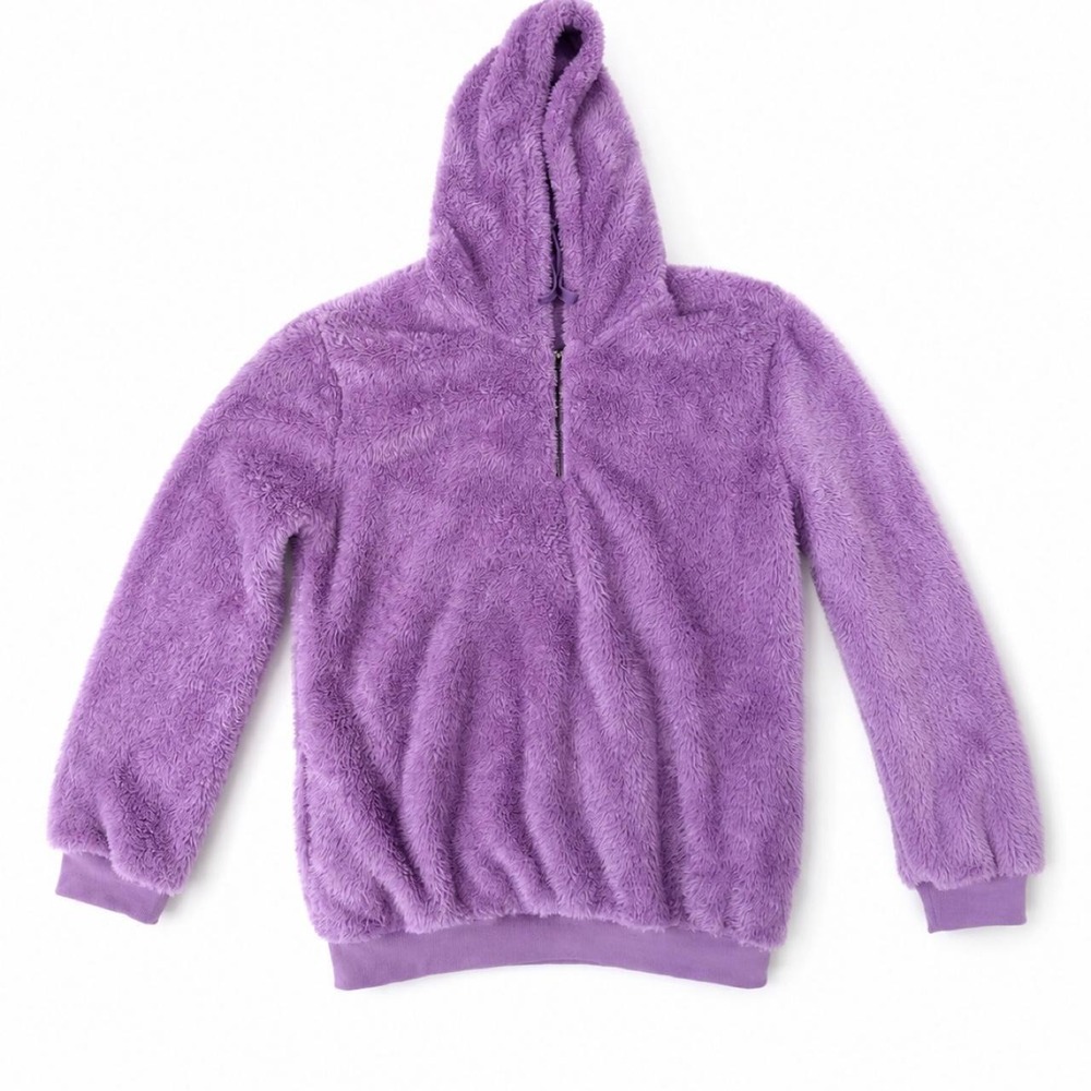 Purple Fuzzy Sherpa Hoodie Pullover
